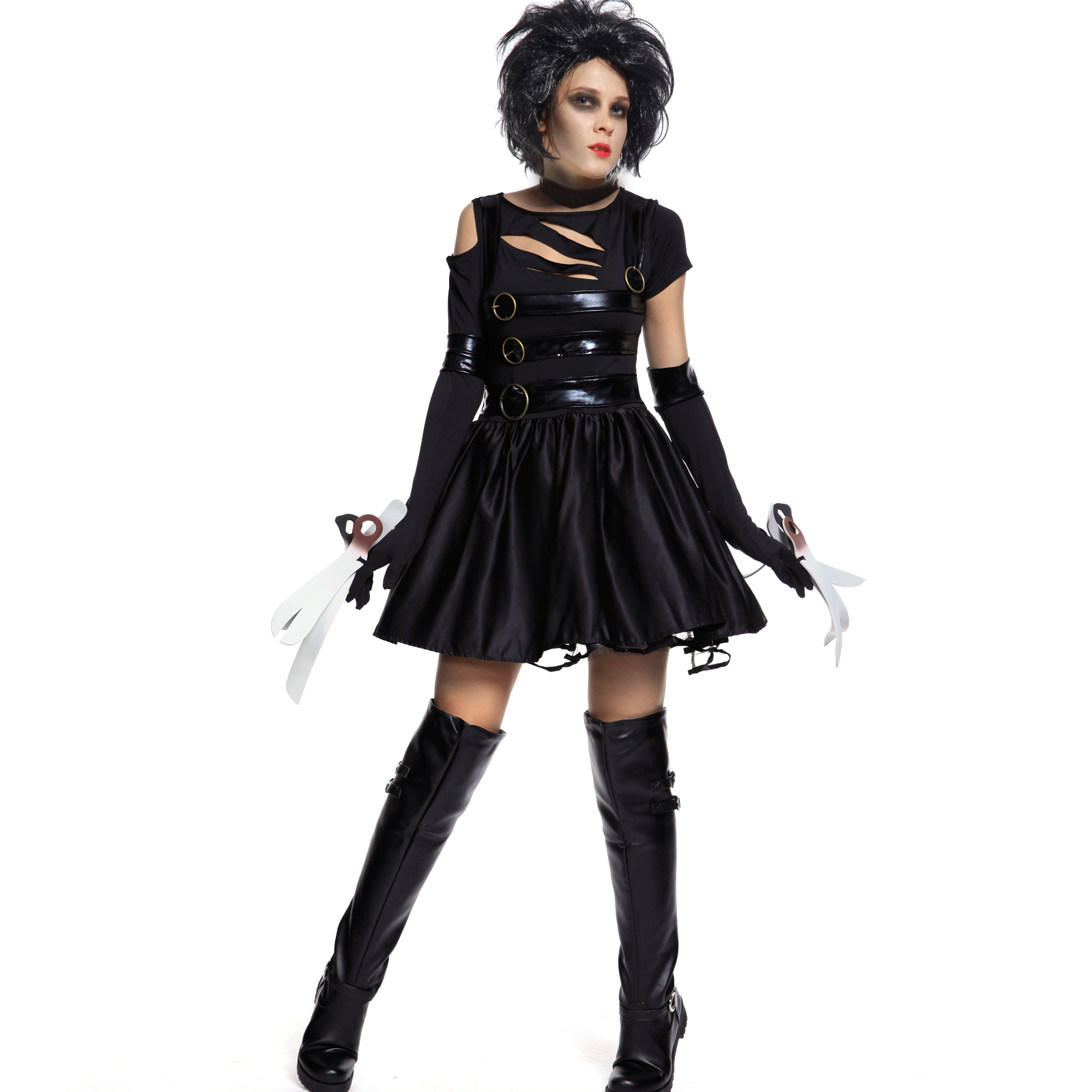 Ladies Miss Edward Scissorhands Costume Halloween Fancy Dress Choker ...